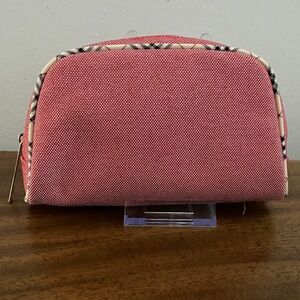 Burberry Red Cosmetic Pouch with Iconic Check Piping